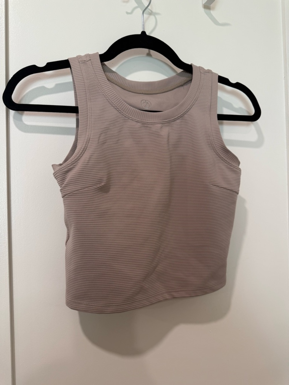 Sleeveless Ribbed Athletic Tank Top - Taupe